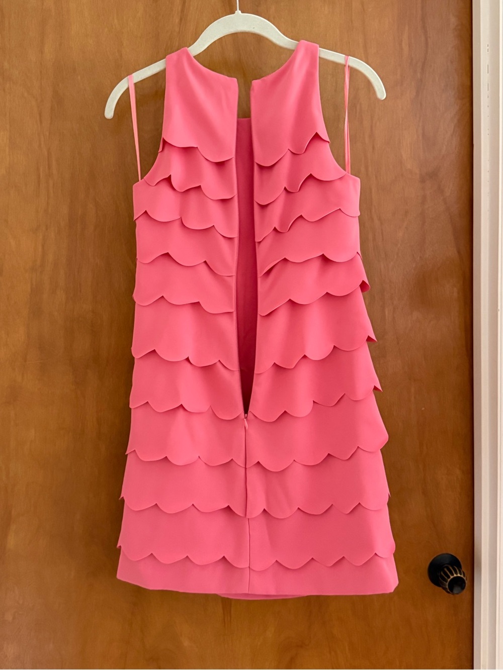 WHBM 00 Pink Scallop Tiered Sleeveless Dress - Picture 5 of 10